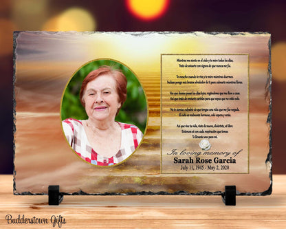 Spanish Memorial Plaque – Mientras Me Siento en el Cielo, Regalo de Simpatía y Recuerdo Personalizado – Personalized Sympathy Gifts by Sunrise Keepsakes