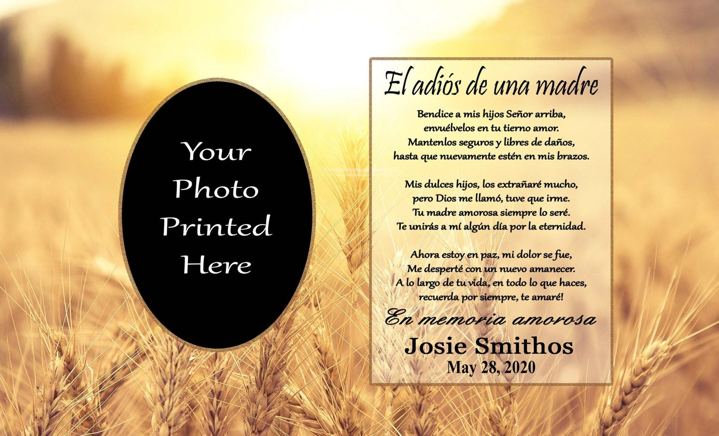 Spanish Memorial Plaque – Pérdida de Madre, Regalo de Simpatía y Recuerdo Personalizado – Personalized Sympathy Gifts by Sunrise Keepsakes