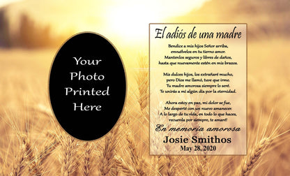 Spanish Memorial Plaque – Pérdida de Madre, Regalo de Simpatía y Recuerdo Personalizado – Personalized Sympathy Gifts by Sunrise Keepsakes
