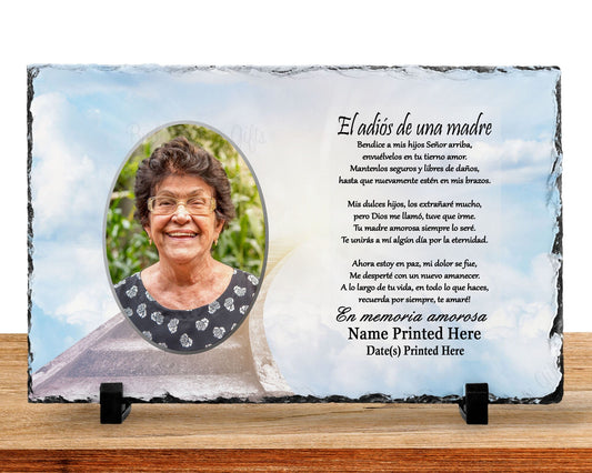 Spanish Memorial Plaque – Pérdida de Madre, Regalo de Simpatía y Recuerdo Personalizado – Personalized Sympathy Gifts by Sunrise Keepsakes