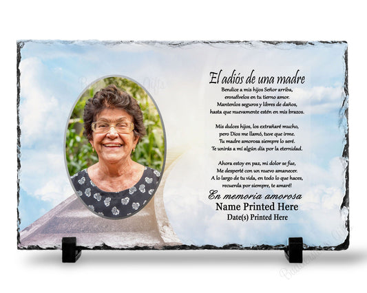 Spanish Memorial Plaque – Pérdida de Madre, Regalo de Simpatía y Recuerdo Personalizado – Personalized Sympathy Gifts by Sunrise Keepsakes