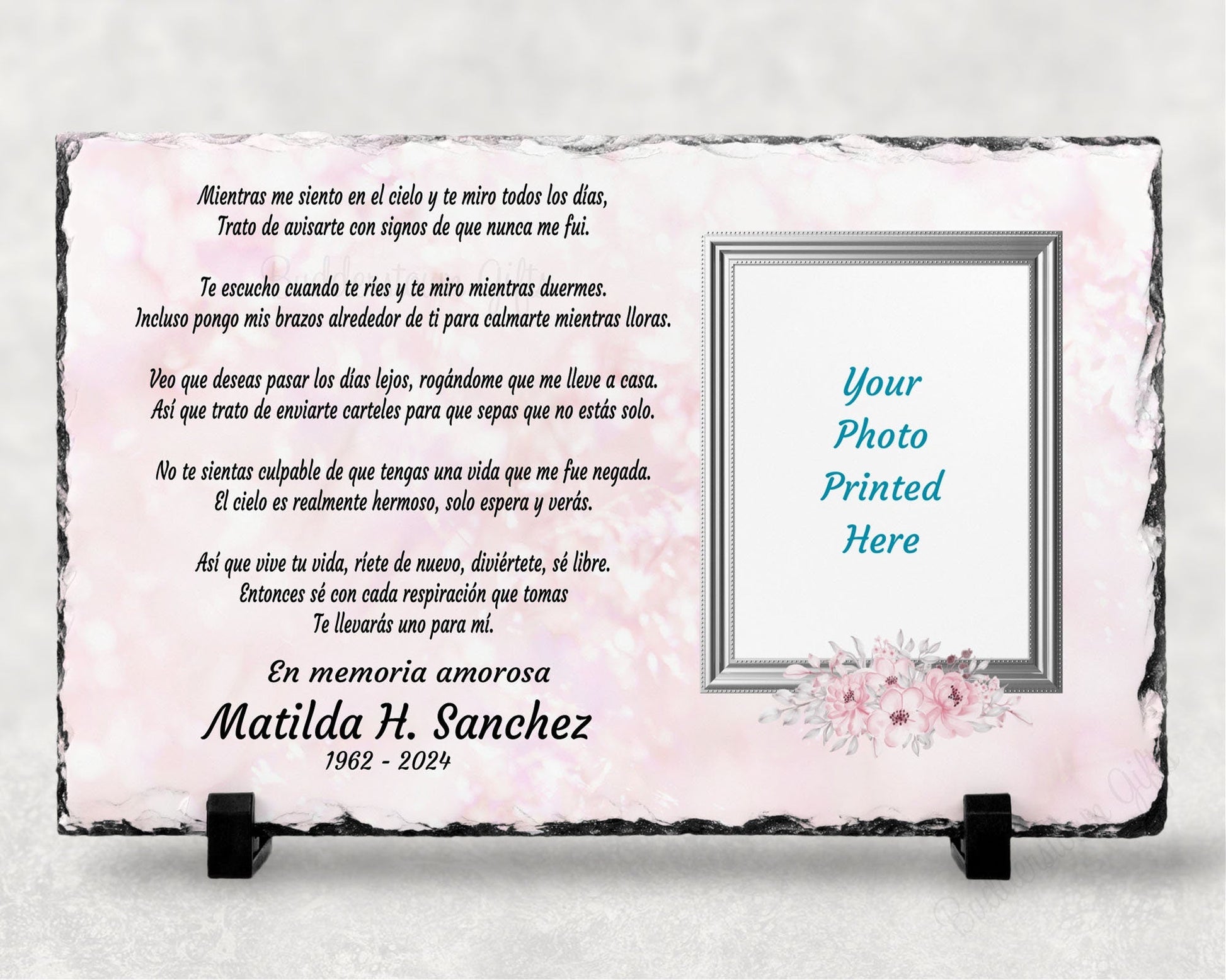 Spanish Memorial Plaque – Regalo de Simpatía y Recuerdo Personalizado – Personalized Sympathy Gifts by Sunrise Keepsakes