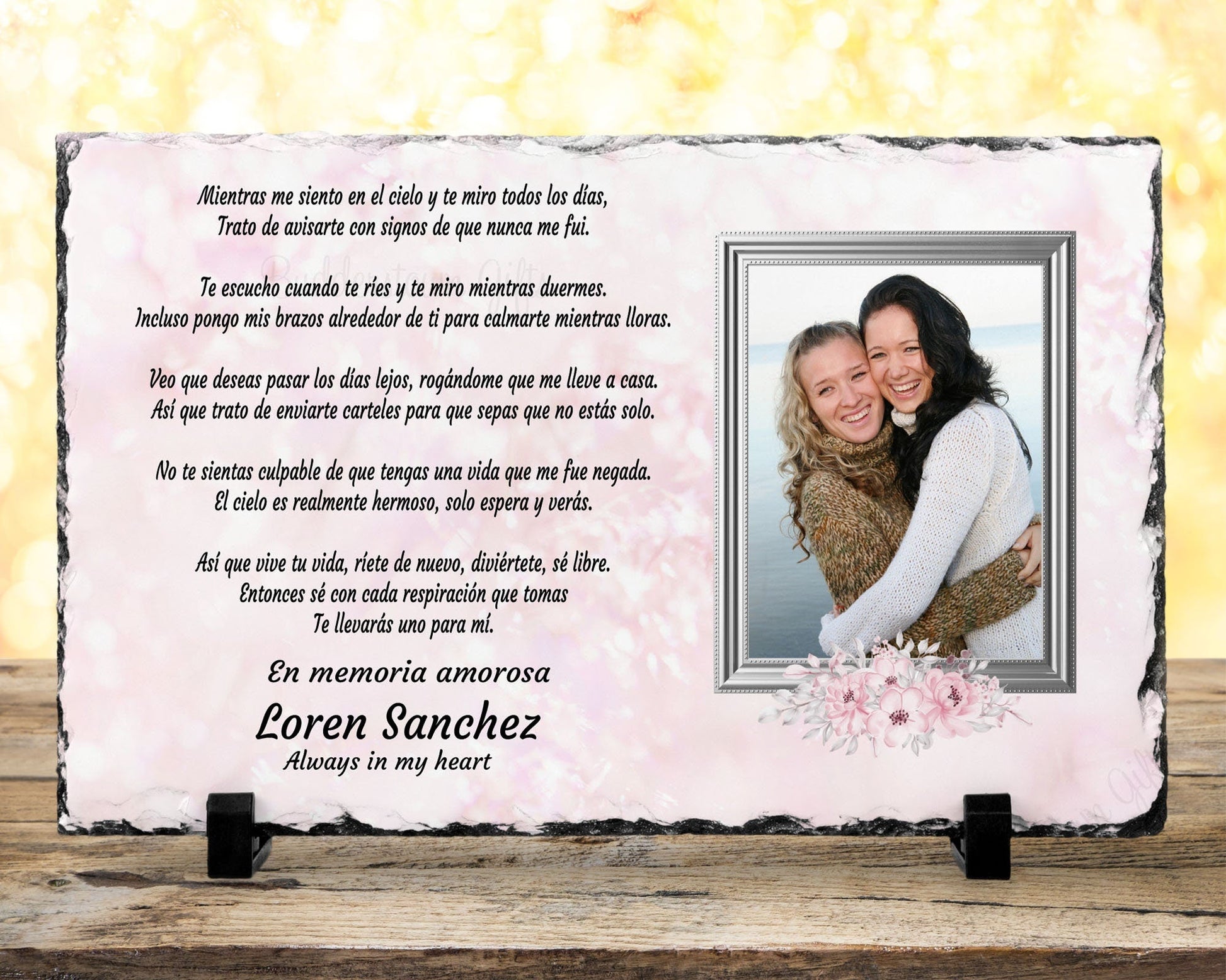 Spanish Memorial Plaque – Regalo de Simpatía y Recuerdo Personalizado – Personalized Sympathy Gifts by Sunrise Keepsakes