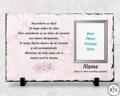 Spanish Memorial Plaque – Regalo de Simpatía y Recuerdo Personalizado – Personalized Sympathy Gifts by Sunrise Keepsakes