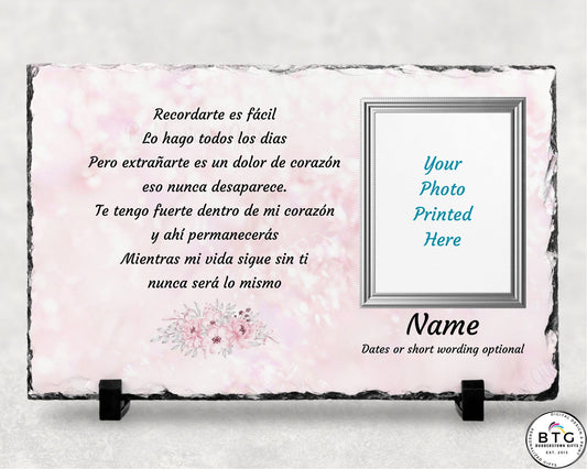 Spanish Memorial Plaque – Regalo de Simpatía y Recuerdo Personalizado – Personalized Sympathy Gifts by Sunrise Keepsakes