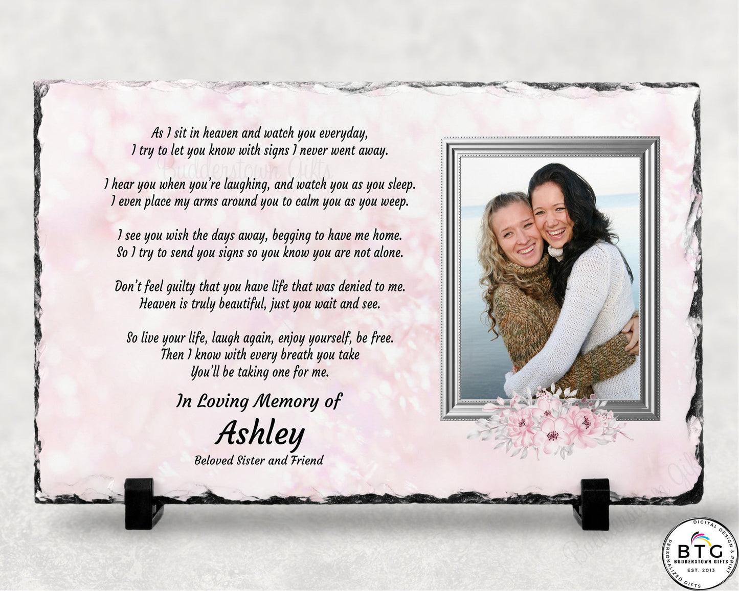 Sympathy Gift, Remembrance Gift, Memorial Plaque, Personalized Memorial – Personalized Sympathy Gifts by Sunrise Keepsakes
