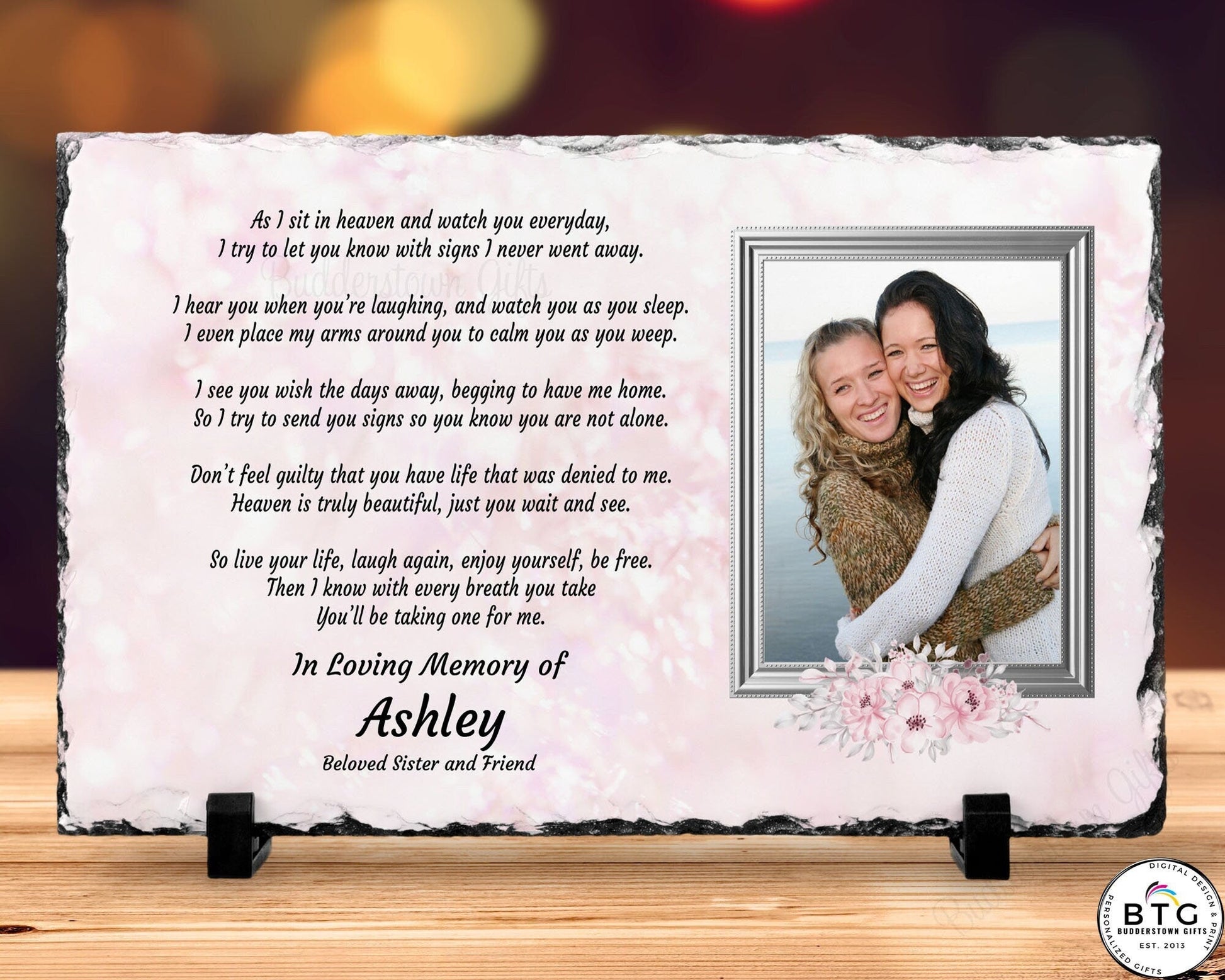 Sympathy Gift, Remembrance Gift, Memorial Plaque, Personalized Memorial – Personalized Sympathy Gifts by Sunrise Keepsakes