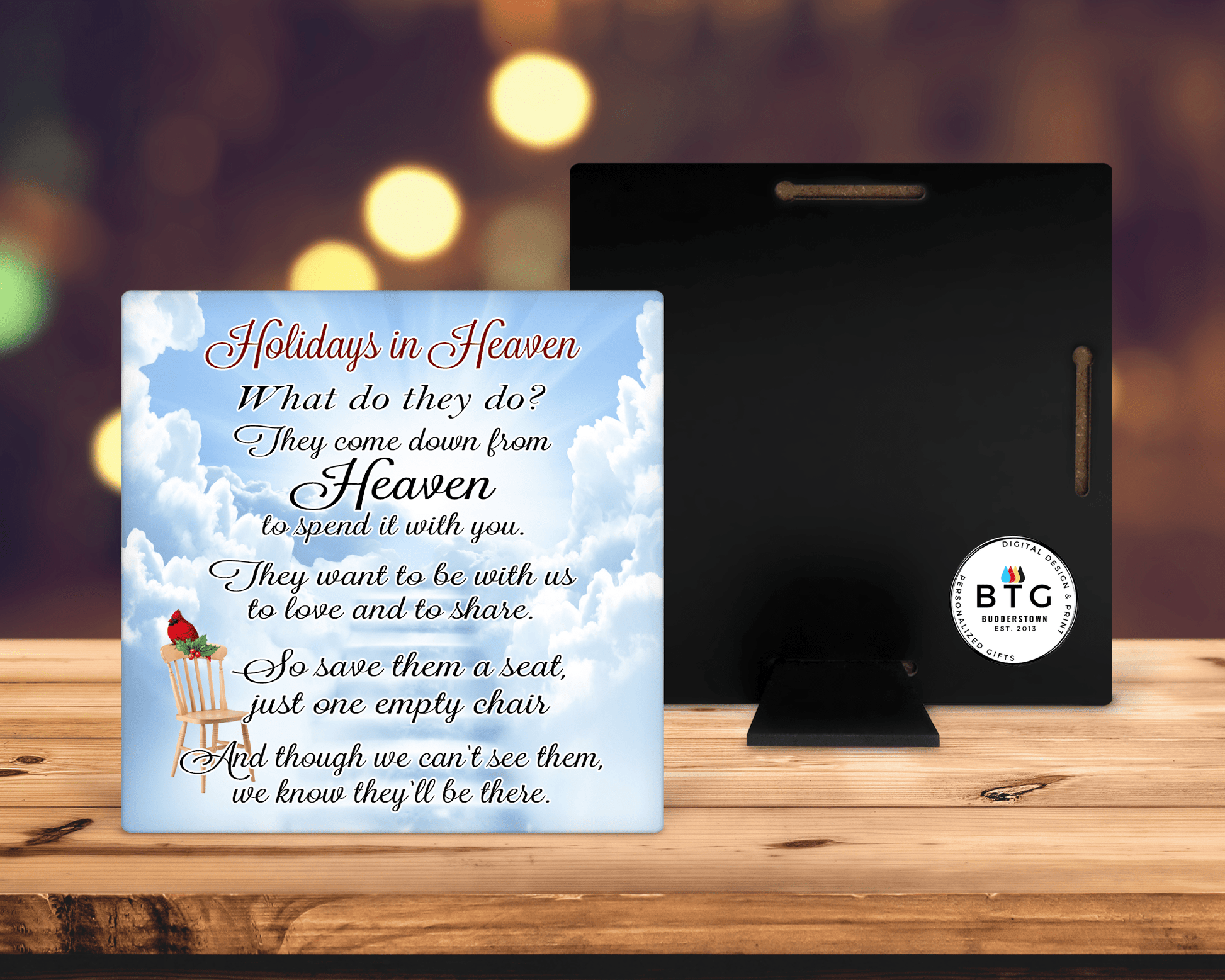 The Empty Chair Plaque for Holiday Memorials - 6" x 6 – Personalized Sympathy Gifts by Sunrise Keepsakes